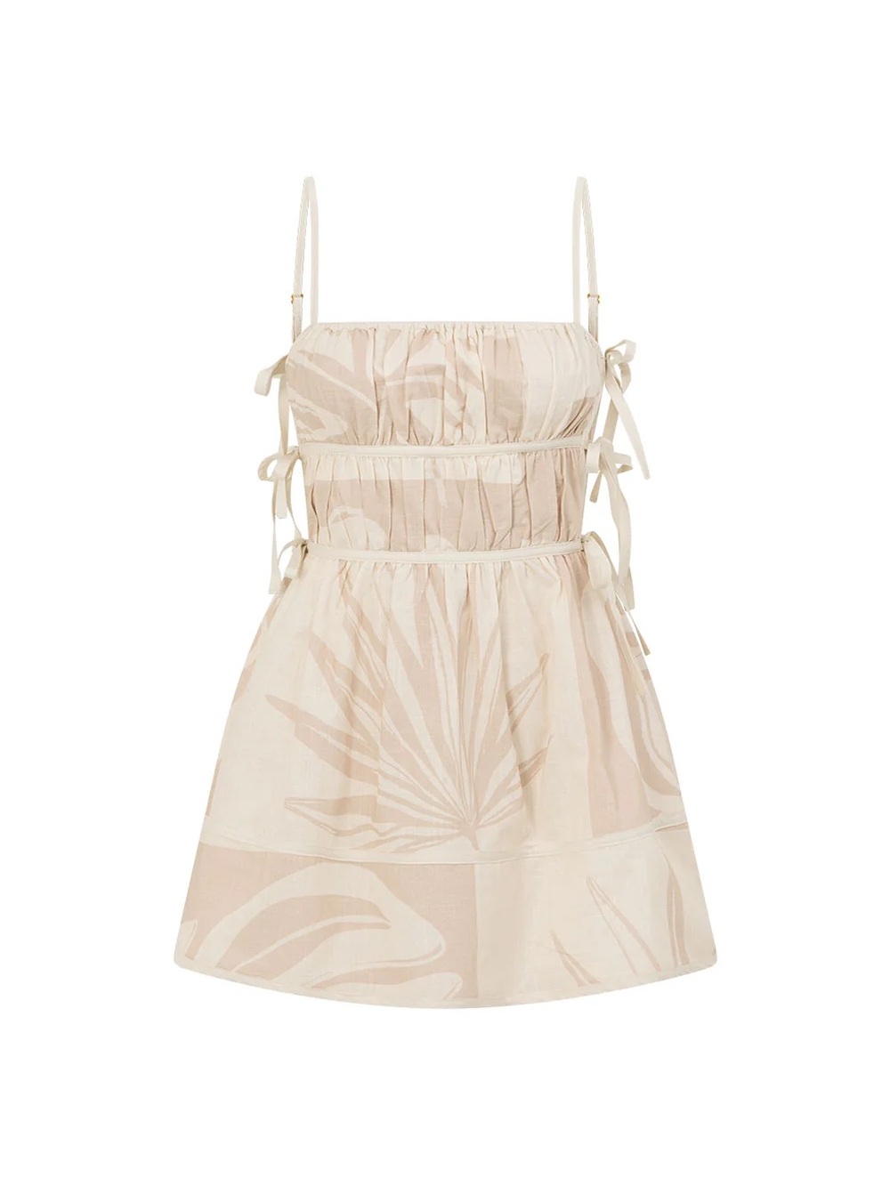 Sabo Skirt Cream & Beige Botanical Tie-Detail Sundress